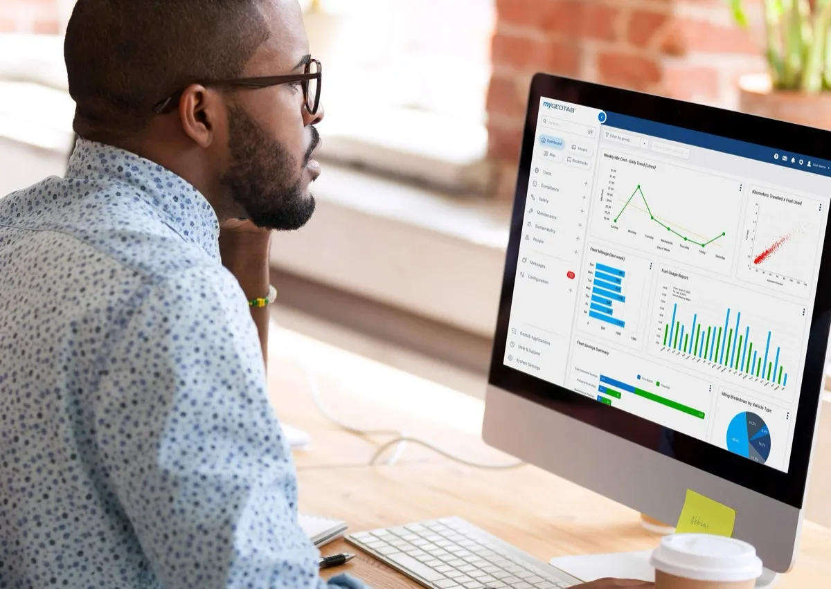 MyGeotab dashboard fleet management software on desktop